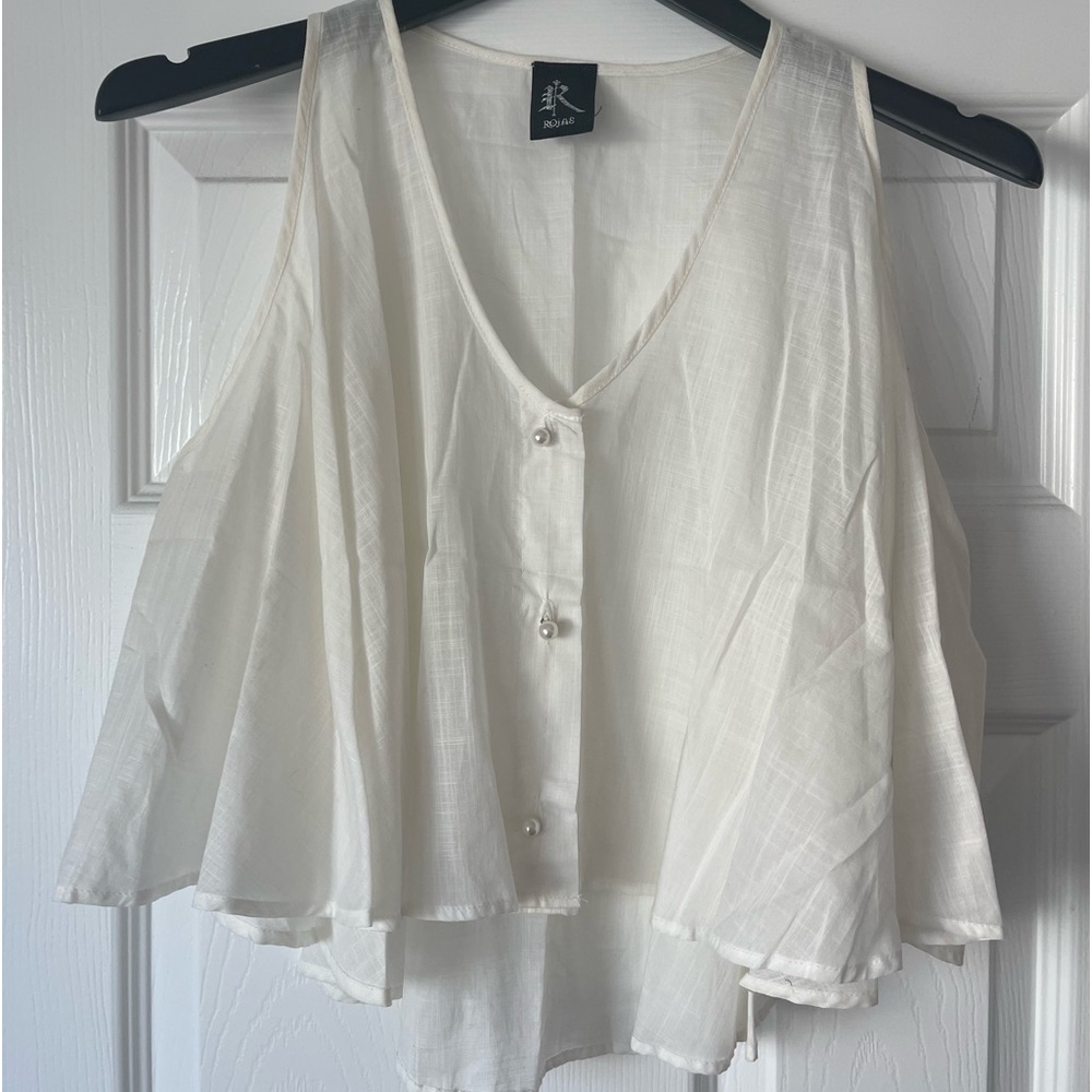 White Cotton Cropped Top